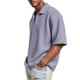 thumbnail image 4 of OIOLOYJM Waffle Polo Shirts for Men Collared Long Sleeve Quarter Zip Shirt Comfy Slim Fit Casual Workout Golf Shirts Comfort Tops Purple M, 4 of 4