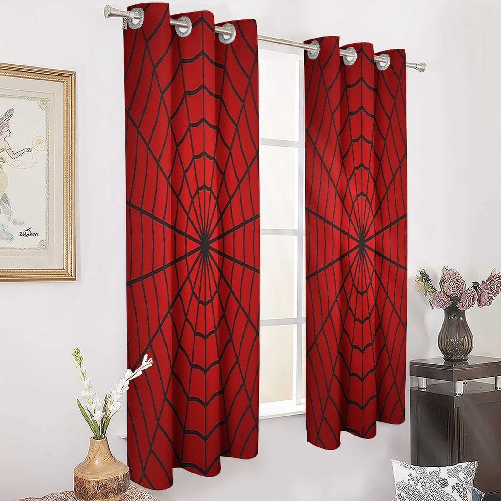 Spider Web Window Blackout Curtain 3d Printed Blackout Curtain Bedroom Living Room Hotel Window 2 Panel Shade