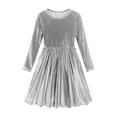 thumbnail image 4 of Tdoqot Girls Velvet Party Dresses- Soft Long Sleeve Elegant Crewneck Kids Winter Midi Dress Gray Size 8, 4 of 7