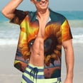 thumbnail image 5 of KLL Men's Hawaiian Shirt Short Sleeve Button Down Beach Shirts-Sunset Coast Sunflower, 5 of 5