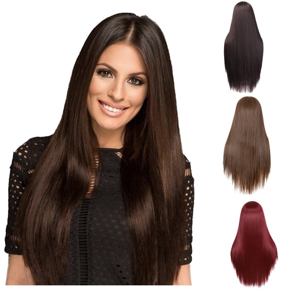 Fiudx Ofertas Flash Del Día Pelucas De Pelo Largo Y Liso A La Moda Para Mujer, Fibra Sintética De Malla Rosa