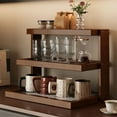 thumbnail image 7 of Merryso 3-Tier Wooden Desktop Storage Rack - Tea Set Display & Coffee Mug Holder with Acrylic Base, Zen-Inspired Decorative Organizer for Kitchen, Dining Table & Tea Room, Brown, 7 of 7