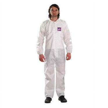 Microchem Collared Coveralls,L,White,SMS,PK25 WH15-S-92-100-04