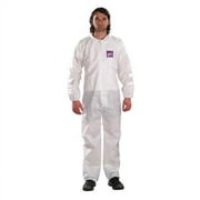 Microchem Collared Coveralls,L,White,SMS,PK25 WH15-S-92-100-04