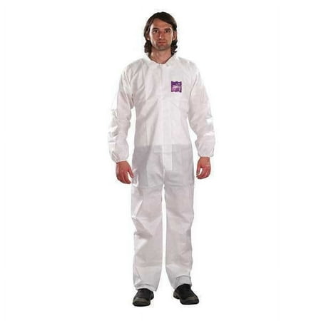 Microchem Collared Coveralls,L,White,SMS,PK25 WH15-S-92-100-04