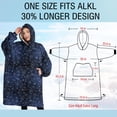 thumbnail image 4 of Oversized Wearable Blanket Hoodie,Dark Blue Christmas Snowflake Pattern Sherpa Blanket Hoodie with Super Pockets,Super Warm Fuzzy Pullover for Women & Men, 4 of 6