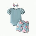 thumbnail image 4 of TOWED22 Newborn Baby Girl Outfit Letter Print Short Sleeve Bodysuit Romper Shirt Bloomers Shorts Set Summer Clothes(Light Blue,0-3 M), 4 of 4