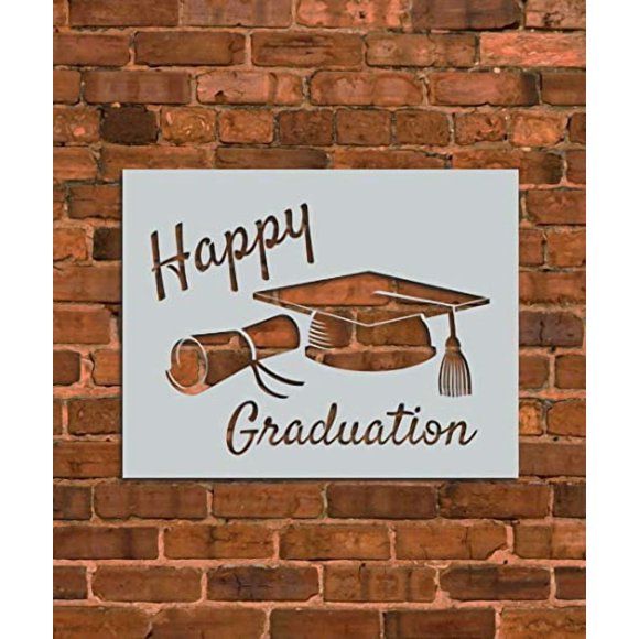 Plantilla de stencil reutilizable de graduación feliz - INNOVO Stencils