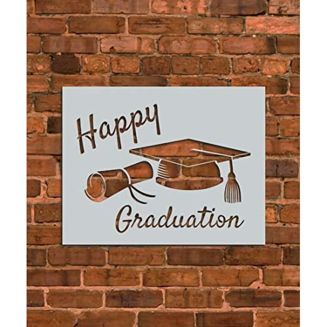 Plantilla de stencil reutilizable de graduación feliz - INNOVO Stencils