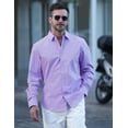 thumbnail image 4 of COOFANDY Men's Classic Soild Oxford Shirts Long Sleeve Untucked Shirt Button Down Chambray Shirt Vacation Party Shirt, 4 of 6