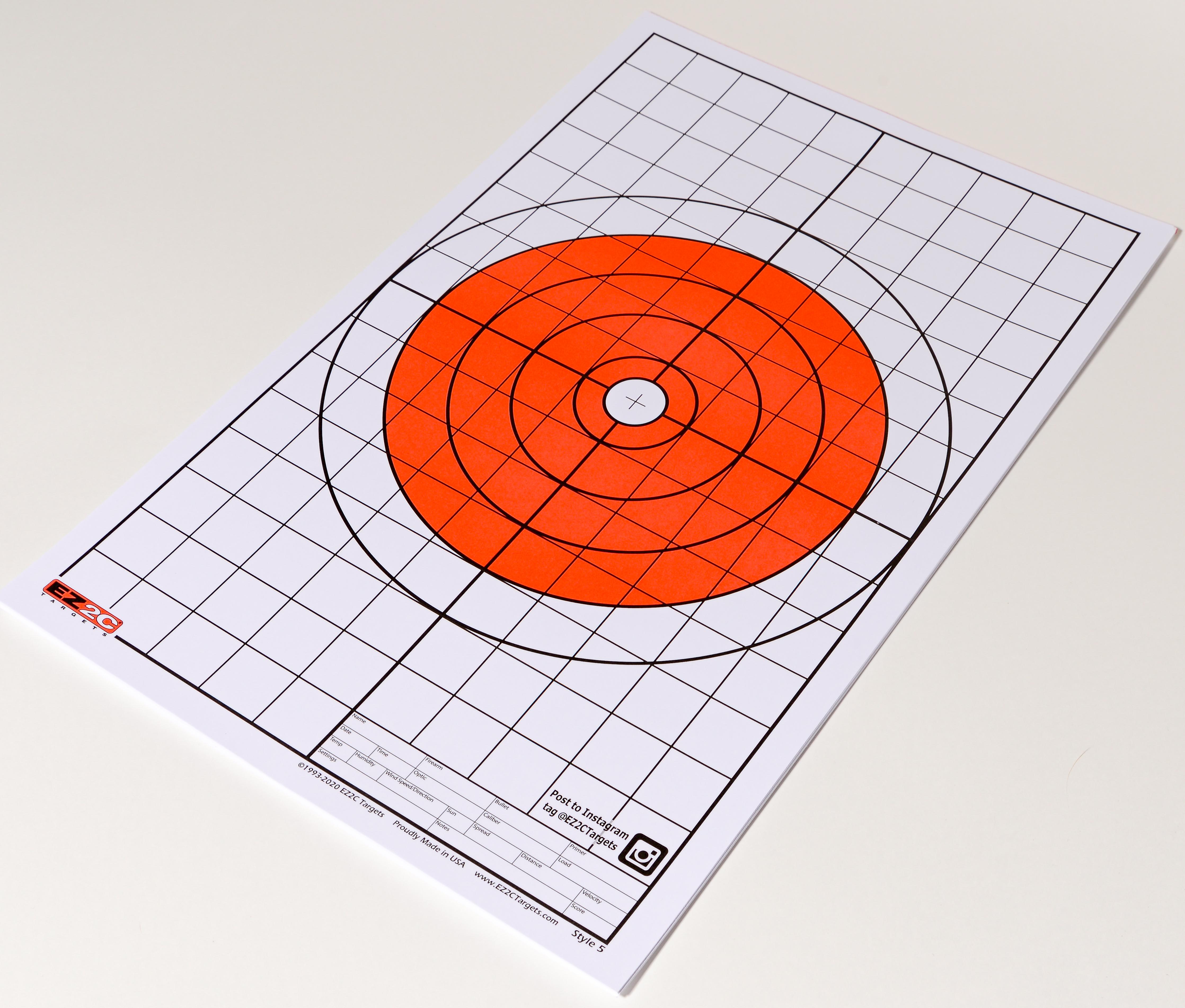 EZ2C Targets Style 5: 11"x17" Sight in Paper Shooting Target (Tear-Off Pad of 50)