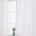 thumbnail image 3 of Sheer Curtains 95" Long for Living Room, Soft Voile Textured Jacquard Sheer Window Curtains Embroidered with Pom Pom Design, 52 x 95 Inch, 2 Panels, Pink Pompoms, 3 of 9