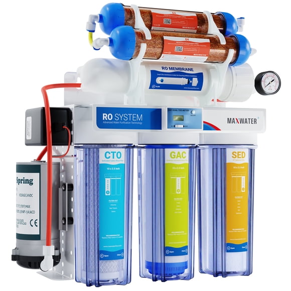 Water Filtration System for Aquarium 6 Stage 200 GPD(Gallon Per Day) Digital TDS Meter +Booster Pump
