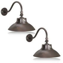 2 Pack - 14in. Bronze Gooseneck Barn Light LED Fixture for Indoor/Outdoor Use - Photocell Included - Swivel Head - 42W - 3800lm - ETL Listed - Sign Lighting - 3000K (Warm White)