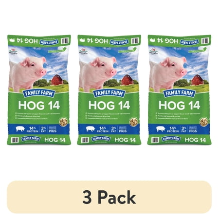 (3 pack) Family Farm Hog 14 | Complete Feed for Growing & Finishing Pigs |40 lb