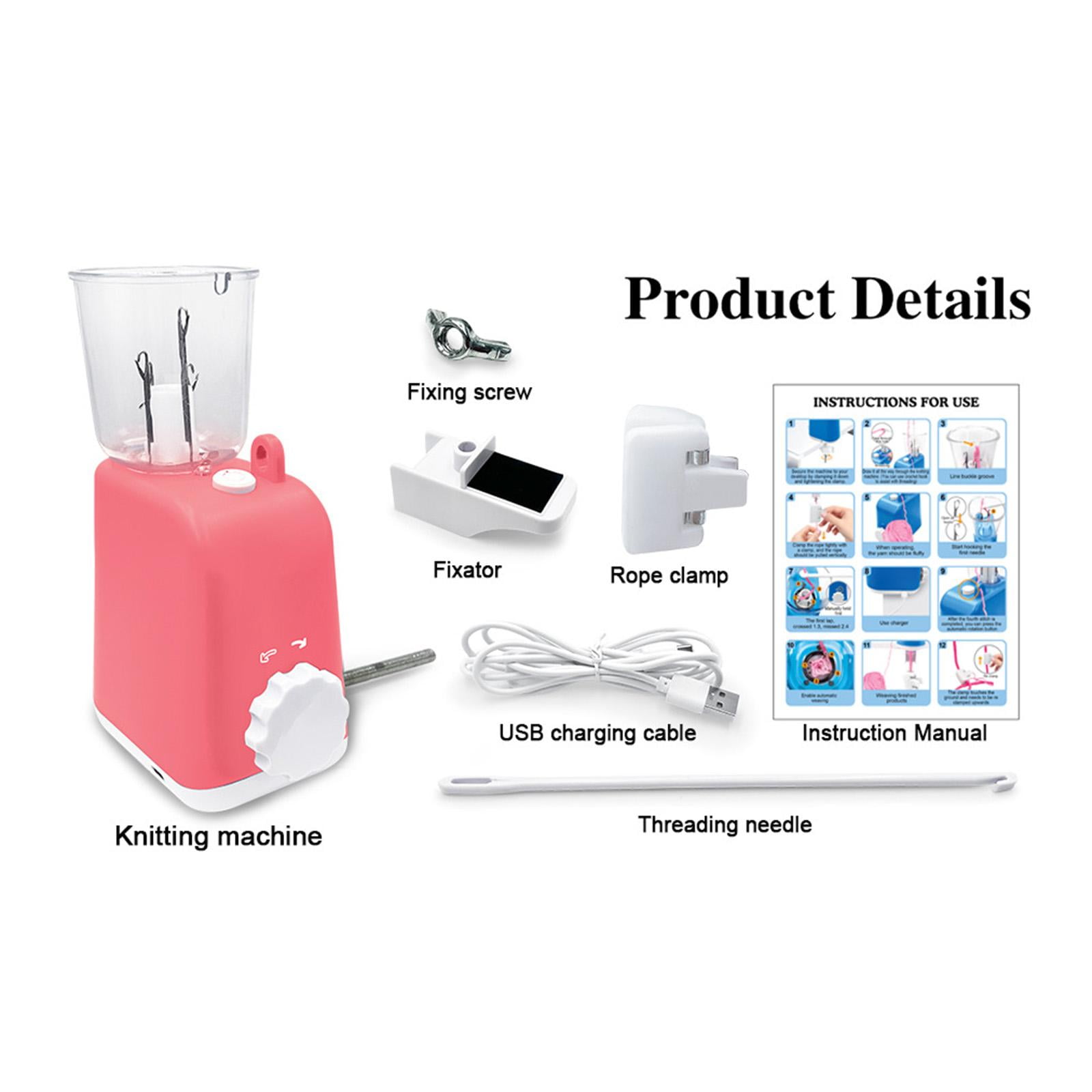 FVDPWYE Electric Knitting Crochet Machine Home for Bracelets Craft Project Necklaces Pink