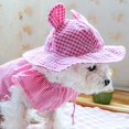 thumbnail image 5 of Saient Summer Lovely Bear's Ear Pet Dog Hat Lattice Dogs Caps For Small Medium Dogs Cats Adjustable Puppy Kitten Hats Pet Accessories Chihuahua, 5 of 6