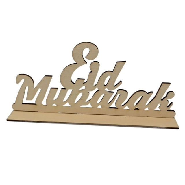 Decoración de mesa Eid Mubarak BLESIY Artesanía de rebanadas de madera tallado 2023 Estilo C