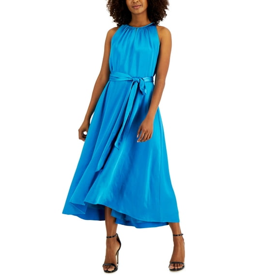 Anne Klein Womens Halter Neck Midi Dress Tropical Blue 8