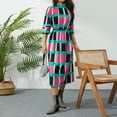 thumbnail image 4 of KOMOO Women Loose Flowy Tunic Dress Colorful Geometric Printed Long Sleeve Loose Dress Spring Autumn A-Line Long Dress, 4 of 9