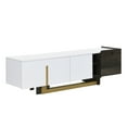 thumbnail image 4 of Modern TV Stand and Coffee Table Set, Light Luxury TV Console with Storage Cabinet and Adjustable Shelves, White Entertainment Center for Living Room, 4 of 6