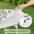 thumbnail image 5 of Black White Baseball Snacks Pattern Round Fitted Tablecloth with Elastic Edge,Dining Table Cover Waterproof,Outdoor Round Tablecloth for Camping,Dining,Indoor and Outdoor, 5 of 7