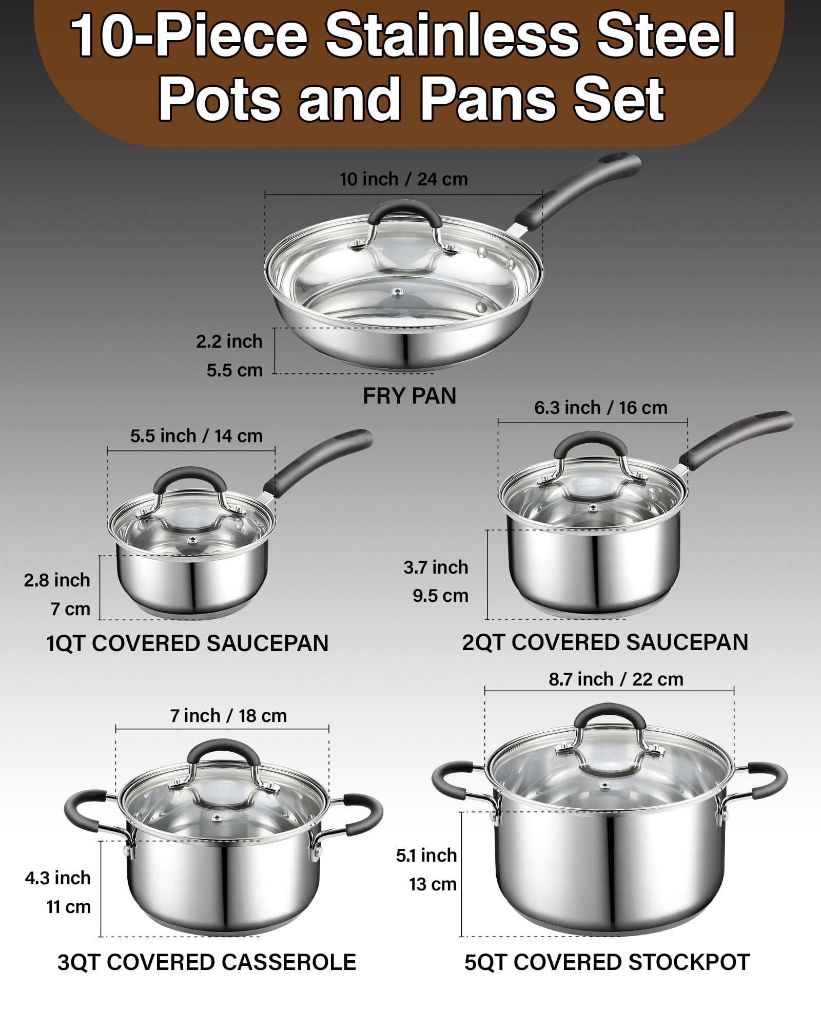 Cook N Home Pots and Pans Nonstick Kitchen Cookware Set with Stay Cool  Handle, set - Fry's Food Stores
