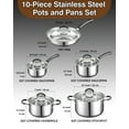 thumbnail image 5 of Cook N Home Professional Stainless Steel Cookware Set, Pots and Pans Kitchen Cooking Set with Stay-Cool Handles, Induction Ready, Oven & Dishwasher Safe, 10-Piece, 5 of 6