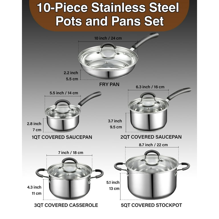 Cook N Home Saucepan Sauce Pot with Lid 1 Quart Stainless Steel , Stay