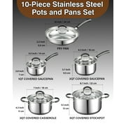 Cook N Home Professional Stainless Steel Cookware Set, Pots and Pans Kitchen Cooking Set with Stay-Cool Handles, Induction Ready, Oven & Dishwasher Safe, 10-Piece