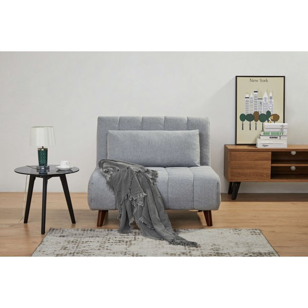 A&D Home Springfield Futon Convertible Chair, Light Gray