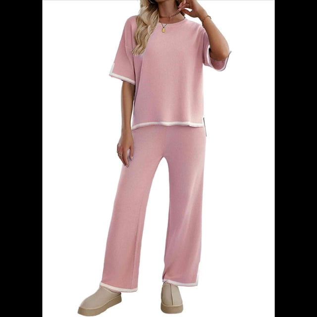 Pantalón de Punto de Corta, Traje Rosa XS