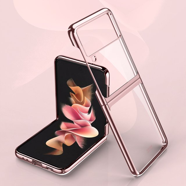 Funda Transparente Para Teléfono Compatible Con Samsung Galaxy Z Flip3 Funda Protectora Antihuellas Dactilares Carcasa De Galvanoplastia Plegable Con Todo Incluido Noticed EL016807-05