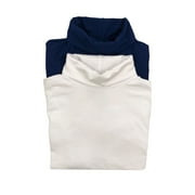 Felina | Long Sleeve Turtleneck 2-Pack | Loungewear | Sleepwear (X-Large, Navy White)