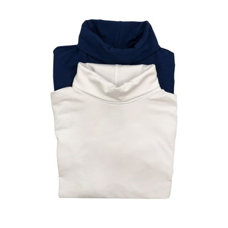 Felina | Long Sleeve Turtleneck 2-Pack | Loungewear | Sleepwear (X-Large, Navy White)