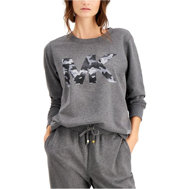 Michael Kors Camo Logo Sudadera para Mujer, Gris, X-Large Michael Kors Sweatshirt