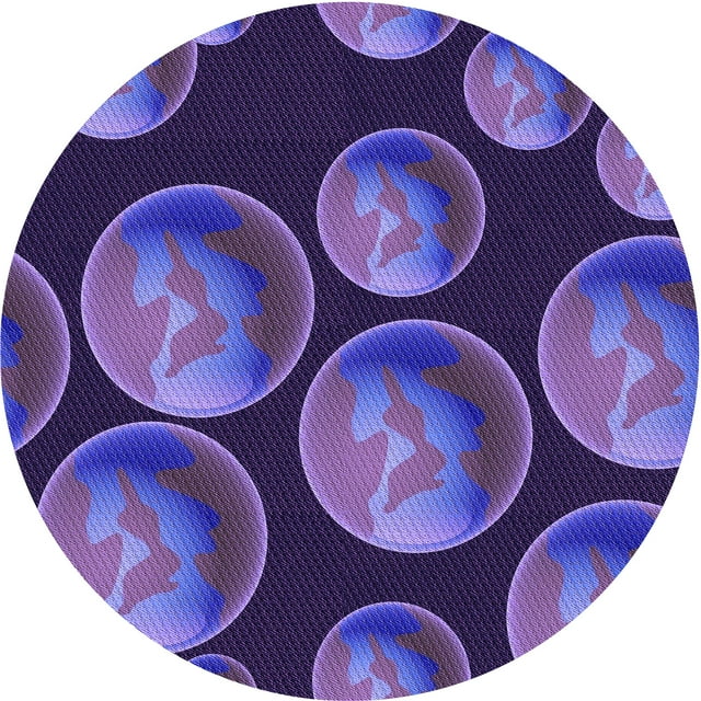Ahgly Tapis Rond Lavable en Machine Intérieur Transitionnel Violet, 3 Pieds Rond