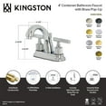 thumbnail image 4 of Kingston Brass KS8610KNL Knurled Double-Handle 3-Hole Deck Mount 4-Inch Centerset Bathroom Faucet with Brass Pop-Up in Matte Black, 4 of 5