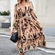 thumbnail image 1 of Vestido Vestido elegante estampado Estilo casual Vestido largo plisado de mujer Traje diario de gasa Cgtredaw Marrón T L para Mujer, 1 of 6