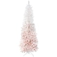 thumbnail image 1 of HOMCOM 5ft Pencil Artificial Christmas Tree with Pine Realistic Branches, Auto Open, Pink and White, 1 of 7