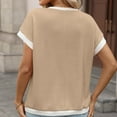 thumbnail image 6 of Avtoify Women's Casual Loose Solid Color Pullover Short Sleeve T-Shirt Top Short Sleeve V-Neck Top/Shirt Short Sleeve V-Neck Top/Shirt, 6 of 8