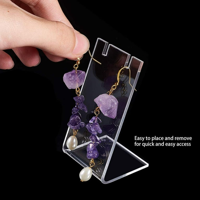 10pcs Clear Earring Display Stand, Simple Earrings Organizer For Home