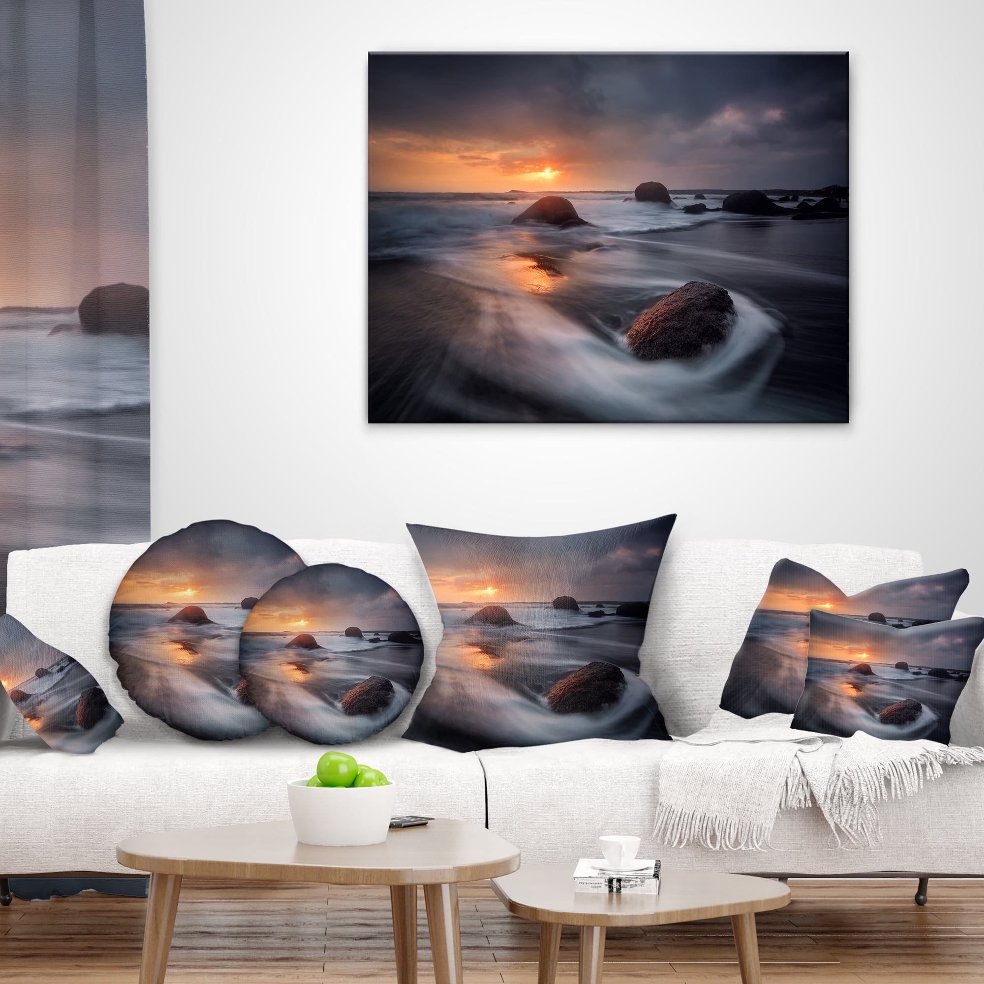 Designart 12" x 20" Black Polyester Throw Pillow