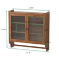 thumbnail image 3 of Cabinet, Wall Mounted with Double Glass Doors and Three Removable Shelves, Solid Wood Frame for Bathroom Kitchen Dining Room, Brown, 3 of 6