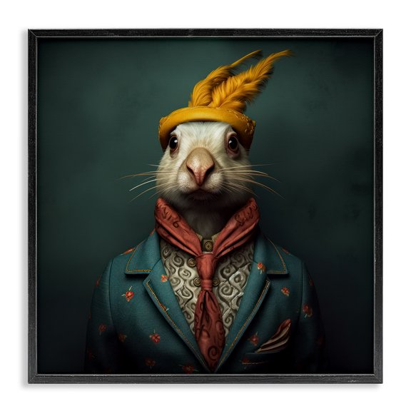 Stupell Industries Contemporary Vintage Elegant Rabbit Black Framed Giclee Art, 12 x 12, by Lazar Studio