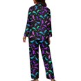 thumbnail image 2 of Renewold Loose Fitting Women Pajamas Set 2 Pieces Breathable Colorful Bats Stars Pullover Tops Stretchy Pants Size M Comfort Sleep Set Skin Friendly Button PJ's Nightwear,Halloween Day, 2 of 5
