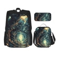thumbnail image 1 of Disketp Enchanted Forest Skull Path Mochila Estampada de Gran Capacidad con Lonchera y Estuche, Set de 3 Piezas para Estudiantes, 1 of 7