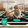 thumbnail image 4 of ODIKA 8'x10' Washable Area Rug Record Retro Vinyl Disc Concentric Circles Teal Center Shaped for Living Room, Under Sectional, Family , Durable, Non-Slip, 4 of 7