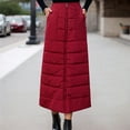 thumbnail image 2 of XIAONU Warm Quilted Skirt For Women Maxi Zip Closure Pocketed Skirt Insulated Stylish Cold Weather Skirts, 2 of 5