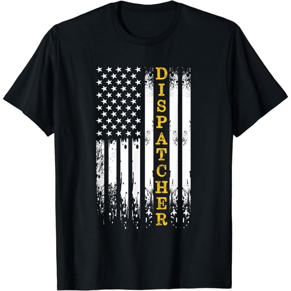 Dispatcher - 911 Operator Thin Gold Yellow Line Dispatcher T-Shirt